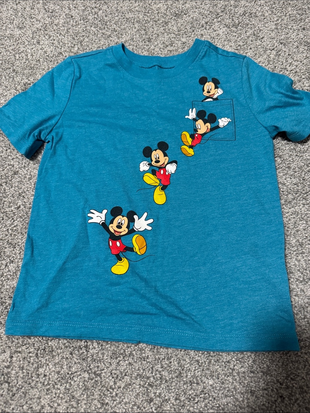 Old Navy Teal Blue Mickey Mouse Graphic Short Sleeve Tee